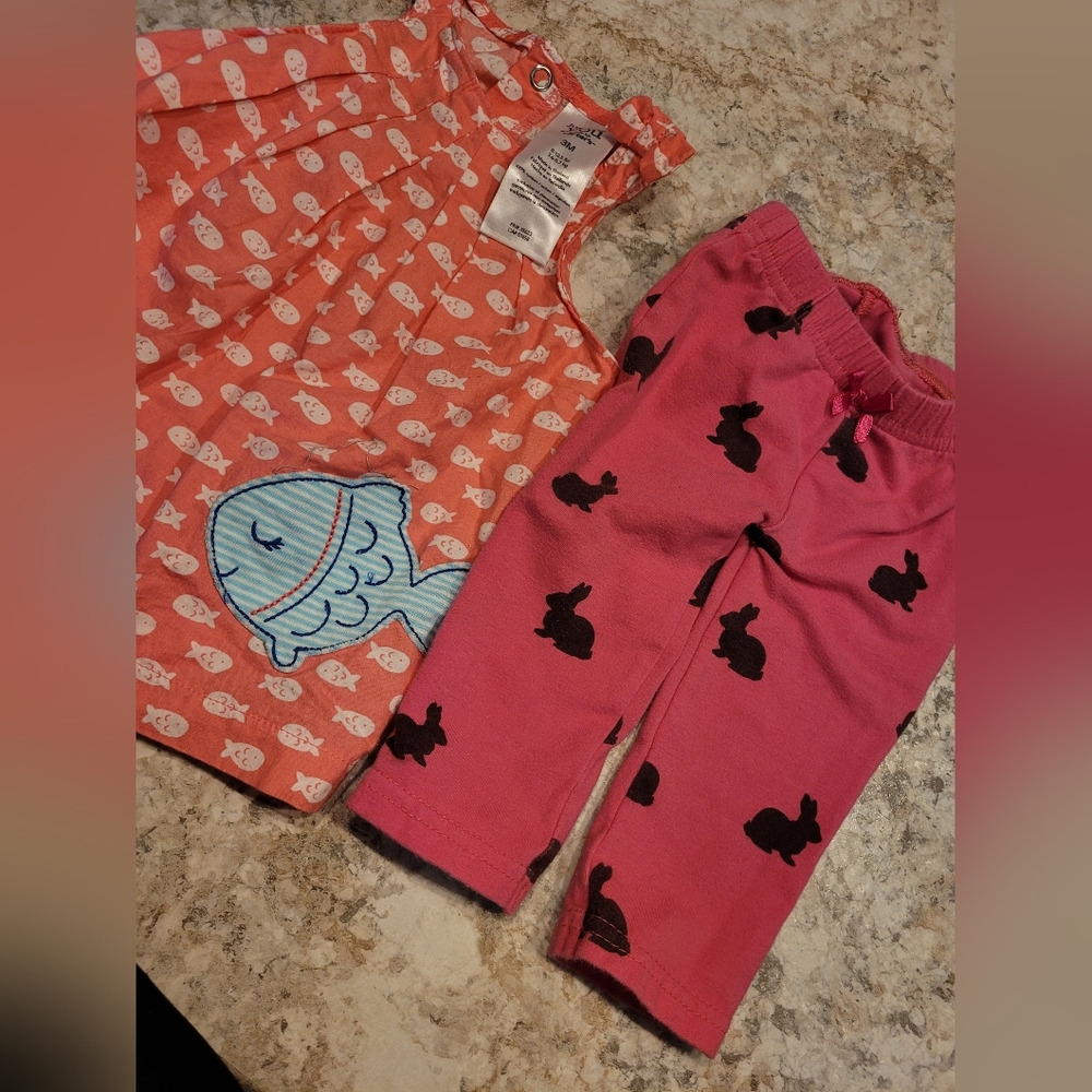 Carter's Coral Baby Pajama Set with Whale Motif
